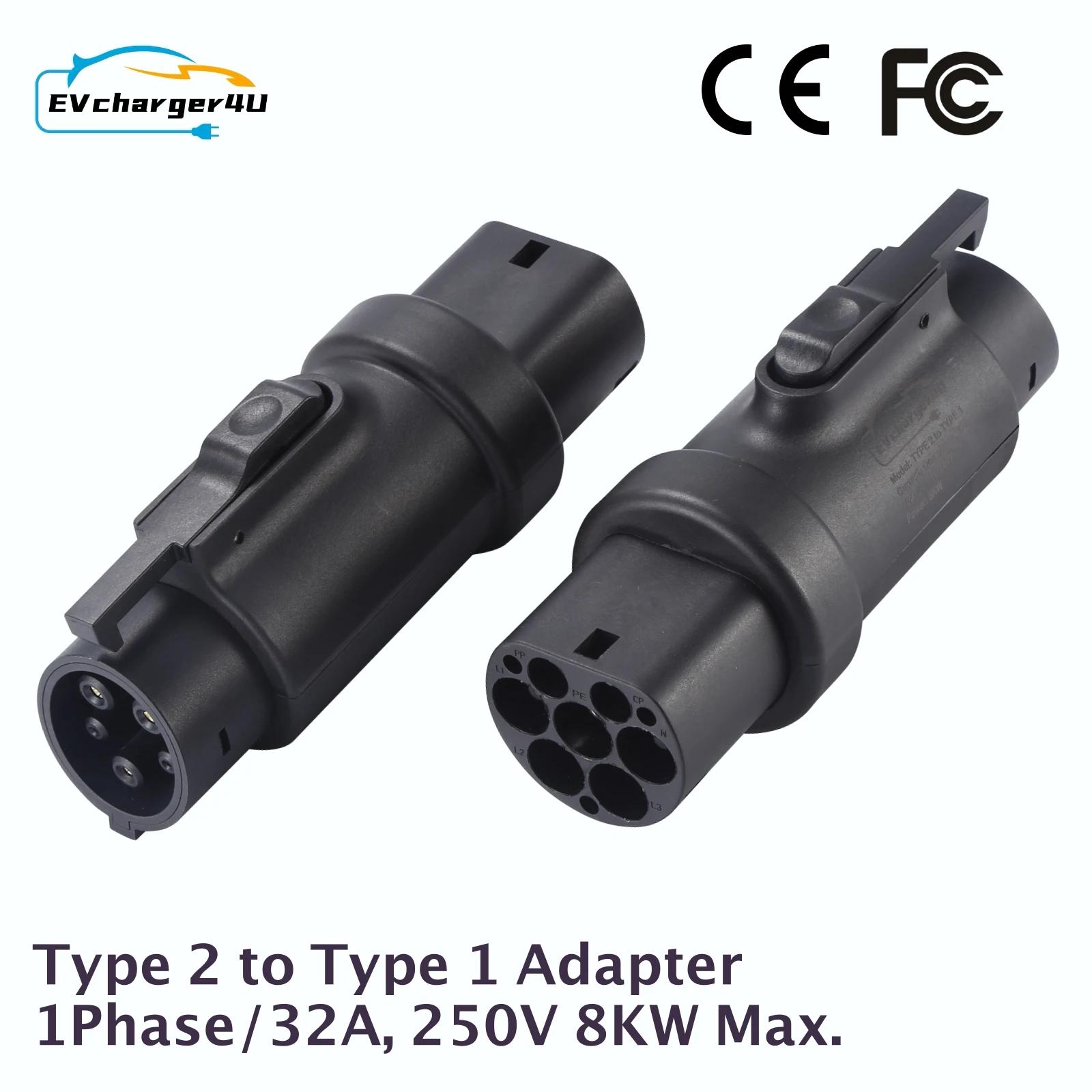 EVcharger4U IEC62196 Ÿ 2 to SAE J1772 Ÿ 1 EV   , 250V 32A Ÿ 2 Ÿ 1   